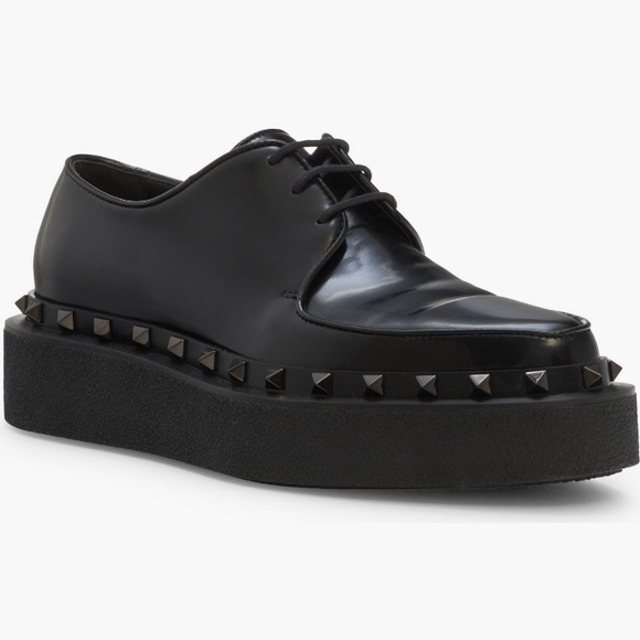 NWT $1150 Valentino Garavani M-Way Rockstud Platform Derby in Black - 7US / 37EU - Picture 1 of 6